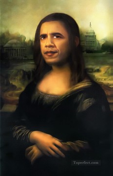 大衆的なファンタジー Painting - モナ・リザ・ファンタジー役のバラク・オバマ